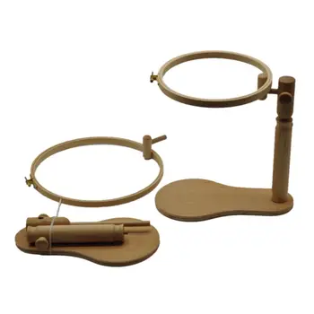 

24cm Round Wooden Embroidery Hoop Frame Stand Rack Holder Cross-stitch Rotatable Adjustable Craft DIY Tools Sewing Accessories