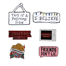 Stranger Dingen Emaille Pins Collecties Vrienden Niet Liggen Ik Geloof Wafel Tv Televisie Enamel Broches Pins Voor Vrienden