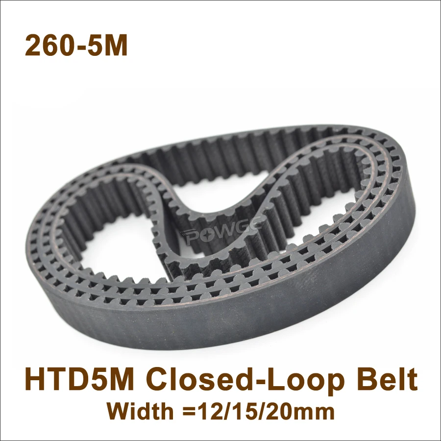 

POWGE 260 5M Synchronous Length=260mm W=12/15/20mm Teeth=52 HTD 5M Closed-Loop Belt 260-5M HTD5M S5M Timing Belt Pulley 260-5M