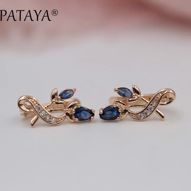 Женские серьги подвески с кристаллами PATAYA модные из розового золота 585 пробы