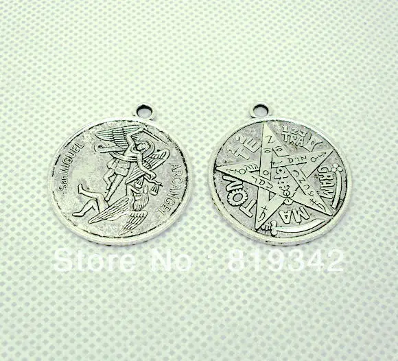 

Free Shipping 10pcs Antique Silver Tone "SanMIGUEL ARCANGEL" "TETRAGRAMMATON" Amulet Charm Pendants 40x35mm
