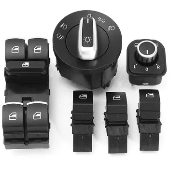 

JX-LCLYL 6pcs Window Mirror Headlight Switch Control Set For VW PASSAT GOLF JETTA