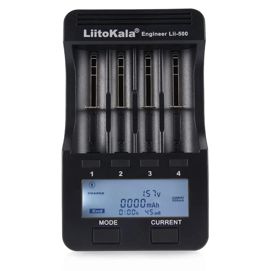 Liitokala Lii-500 интеллектуальное 4 слота lcd литий-ионное зарядное устройство+ адаптер ЕС Быстрая зарядка защита от перегрузки
