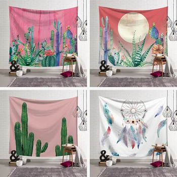 

Cactus Watercolor Hanging Wall Tapestries Bohemian Tapestry Landscape Wallpaper Wall Art Shawl cat Throw blanket