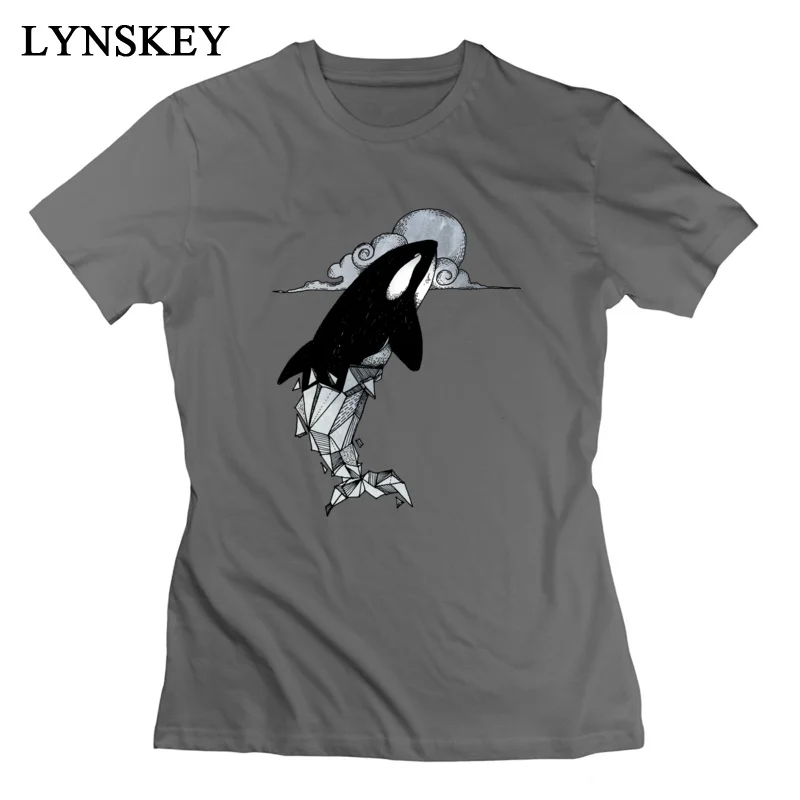 LYNSKEY Orcinus orca geometric O-Neck Women's T-Shirts Summer Autumn Street Tops Shirt Brand 100% Cotton Custom Sweatshirts white
