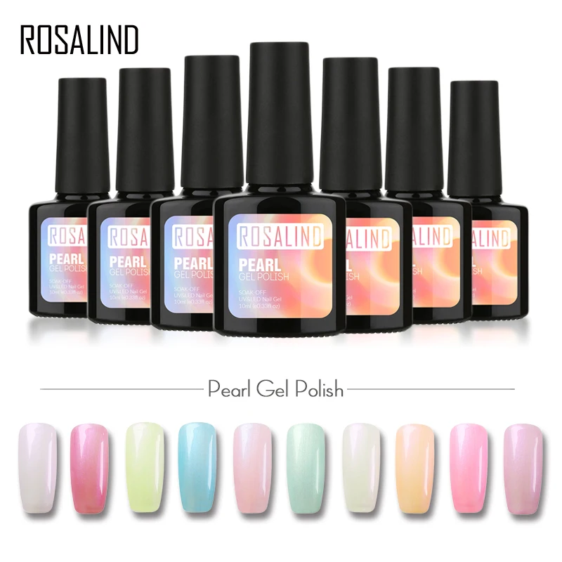  ROSALIND 10ml Nail Polish Pearl Series UV LED Nail Gel Polish Pure Color Soak Off Top White Semi Pe