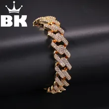Хип хоп медь 14 мм микро Pave CZ кубинская ссылка браслет кубический циркон мужские панк 7 дюймов/8 дюймов браслет Майами с застежка