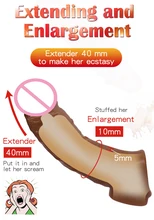 Reusable Condoms For Penis Enlargement Dildo Sleeve Thick Penis Sleeve Extender Cock Rings Sleeve Intimate Goods Erotic Sex Toys