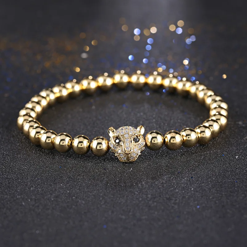

New Micro Pave Black CZ Charm Bracelets & Bangles Beads Jewelry Gift For Men