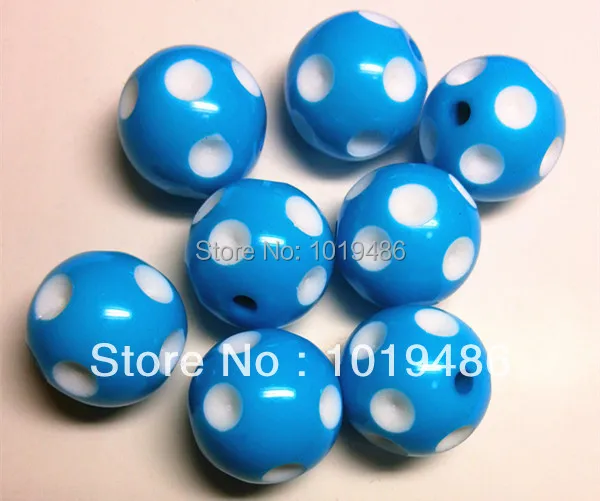 

(choose size) 12mm/14mm/16mm/20mm lake blue Color Acrylic Polka Dot Beads for Chunky Necklace Jewelry