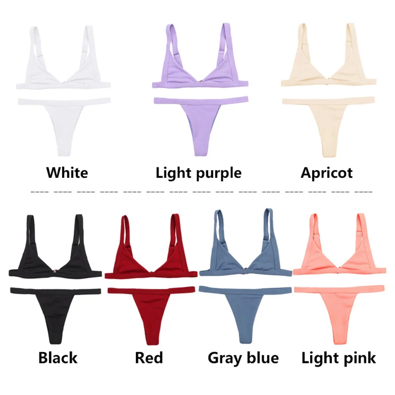 

bikini thong 2019 Swimsuit Women swimming suit Bikinis Set Vintage Beach Solid Women