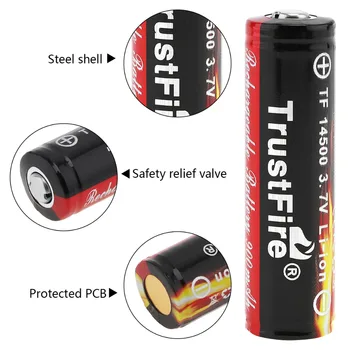 4 unids/set trstfire 14500 batería 3,7 V icr14500 900 mAh Li-ion recargable baterías de litio para las baterías de la linterna