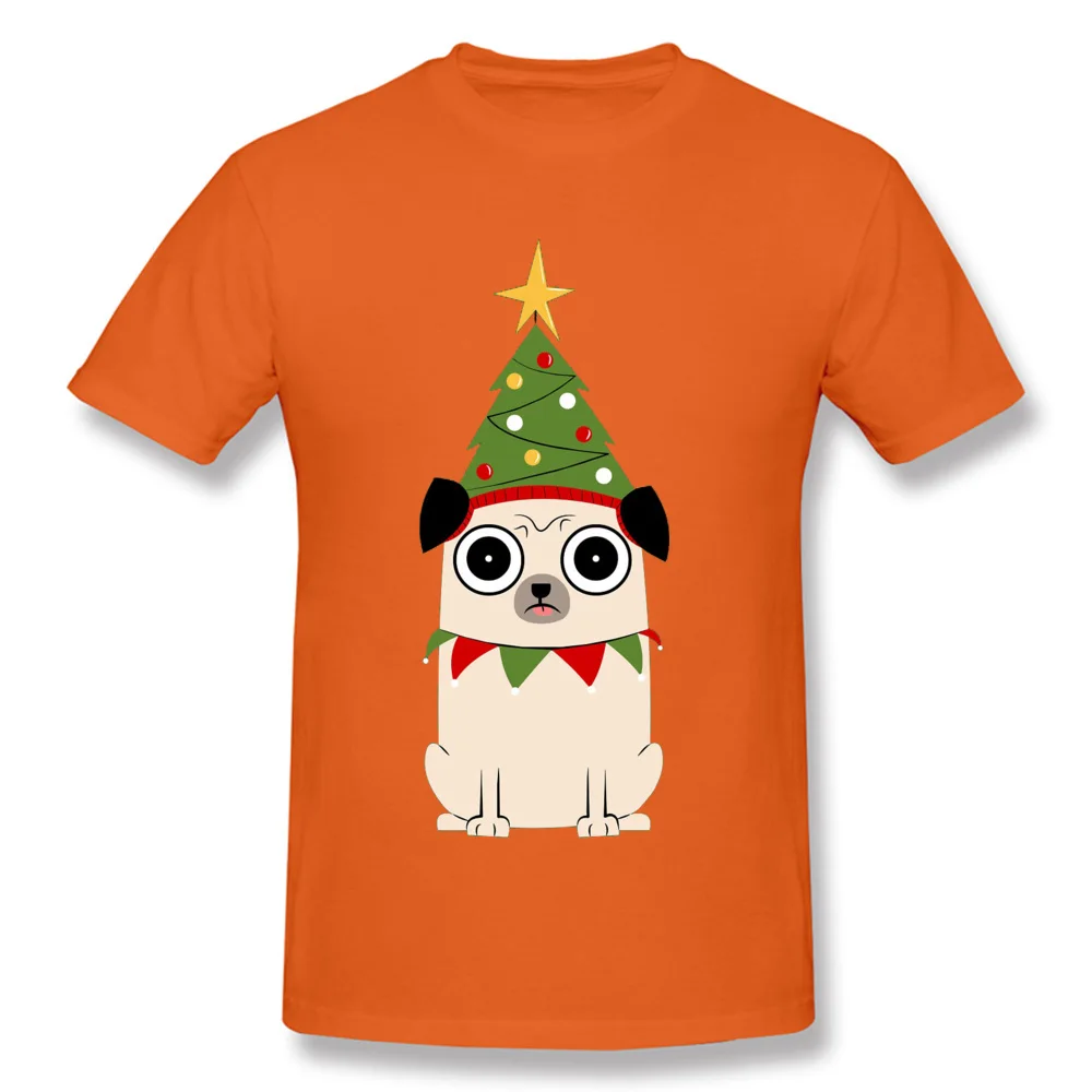 Christmas-Pug Cotton Fabric Male Short Sleeve Tops Tees 3D Printed Summer Tshirts Design Tee Shirts Fitted Round Neck Christmas-Pug orange