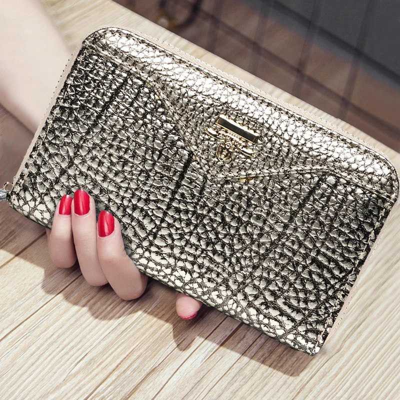 

Genuine Leather Short Wallet Female Wallet Zipper Multi-card Holder Coin Key Note Pocket Women's Hand Clutch Evening Bags Purse