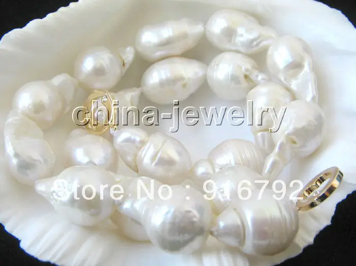 

free shipping >>>>>Huge 22mm white Reborn Keshi baroque FW pearl necklace