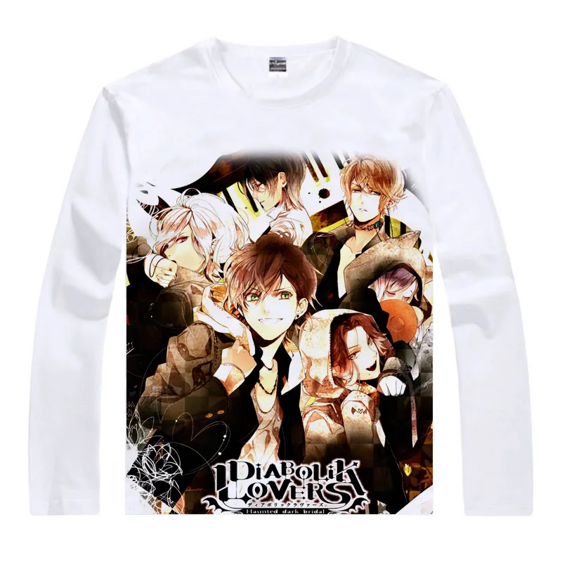 Аниме DIABOLIK LOVERS костюмы для косплея Komori Yui футболки с длинными рукавами принтом