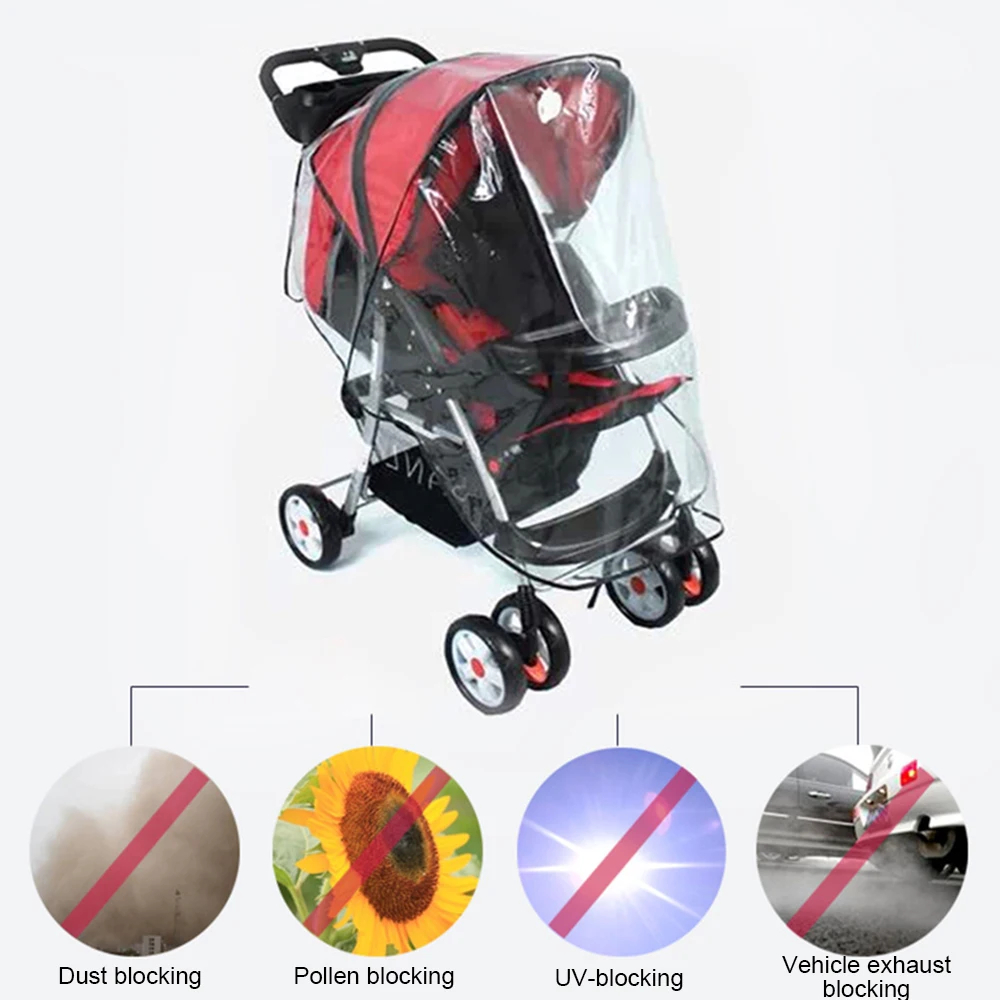 Transparent PVC Baby Stroller Cover Outdoor Rain Cover Strollers Accessories Waterproof Windproof Universal Anti UV Anti Pollen