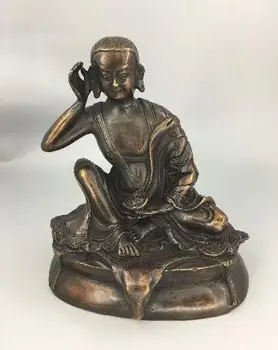 

Tibet Tibetan Buddhist Bronze Milarepa Arhat Buddha Ride Deer Head Statue