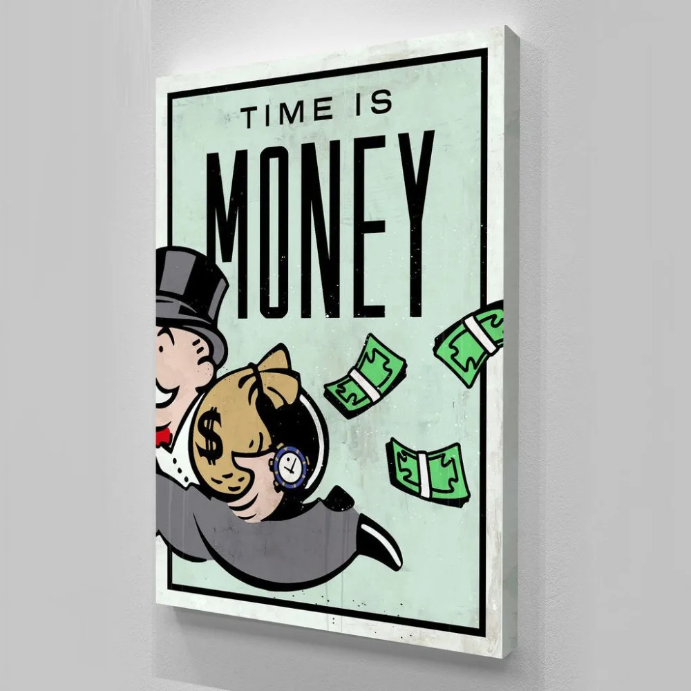 Алек монополия граффити ручной работы картина маслом на холсте &quotTime Is Money&quot