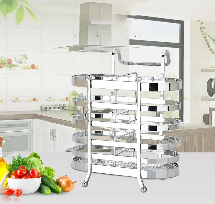 Stainless steel racks hanging chopstick cages spoon holder forks rack reinforced silver kitchen storage shelf organizer drainer