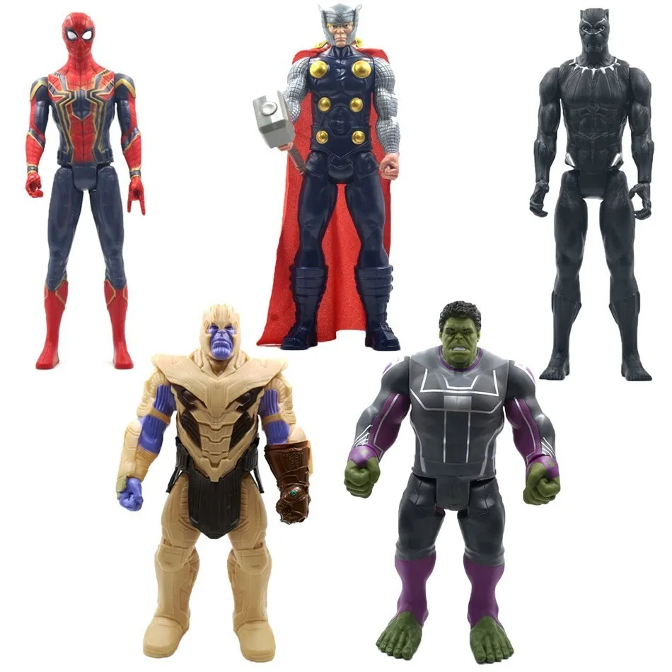 Экшн фигурки Marvel мстители 4 30 см танос халк человек паук железный тор росомаха