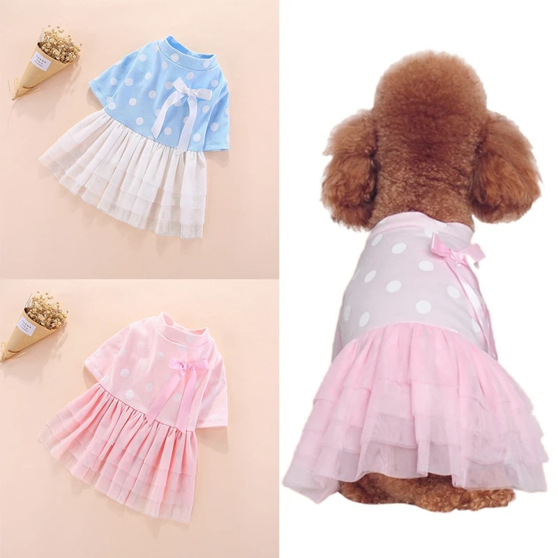 S/M/L/XL Летнее хлопковое шифоновое платье для собак Одежда для маленьких собачье свадебное платье юбка одежда для щенков весенняя одежда для домашних животных