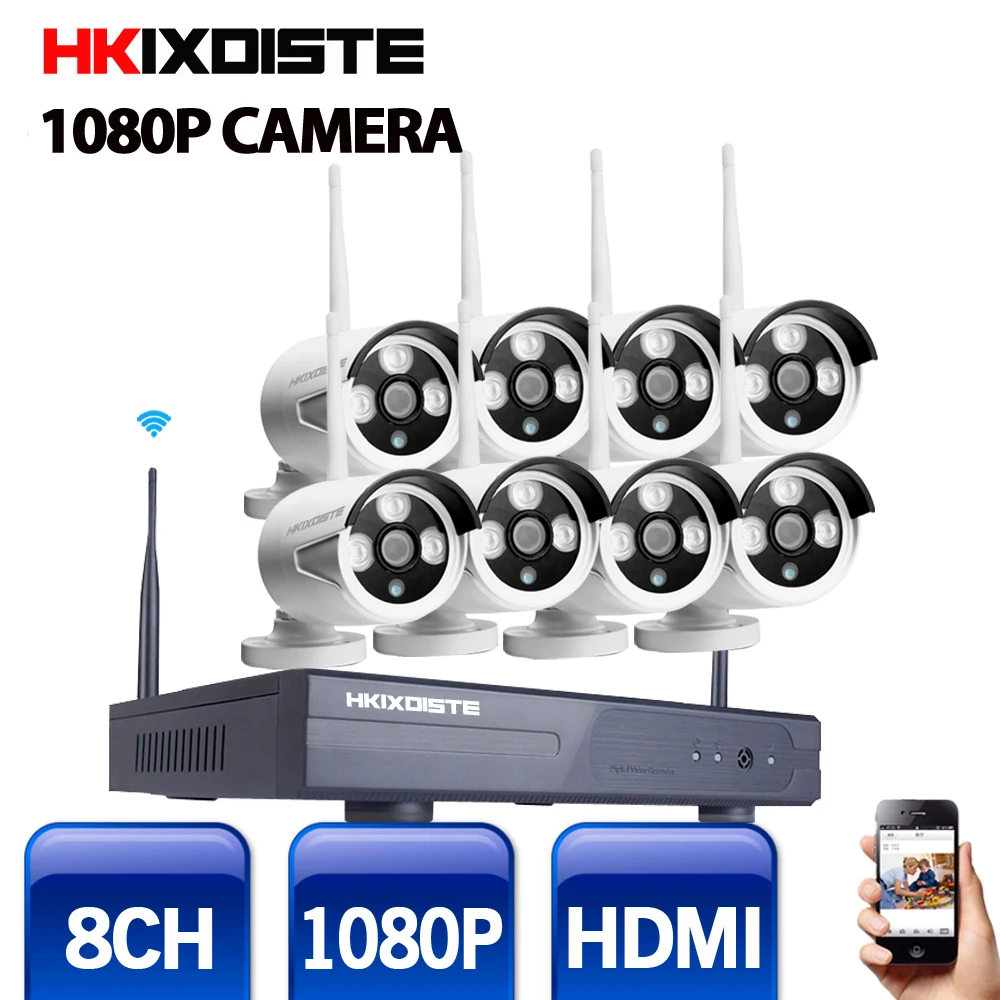 

2MP CCTV System 1080P 8ch HD Wireless NVR kit Outdoor IR Night Vision IP Wifi Camera Security System surveillance waterproof