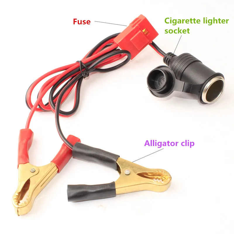 

1PCS YT2057 Cigarette lighter socket with wire+Fuse+Alligator clip 220W Take electrical modification fit 30cm/100cm/200cm