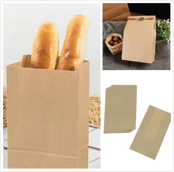 

10pcs/Set Brown Kraft Paper Gift Bags Wedding Candy Packaging Recyclable Jewelry Food Bread Shopping Party Bags For Boutique