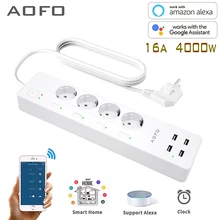 WiFi Smart power Strip стабилизатор напряжения с 4 умные розетки 4 usb-порта удлинитель кабеля питания, работа с Alexa и Google Assistant