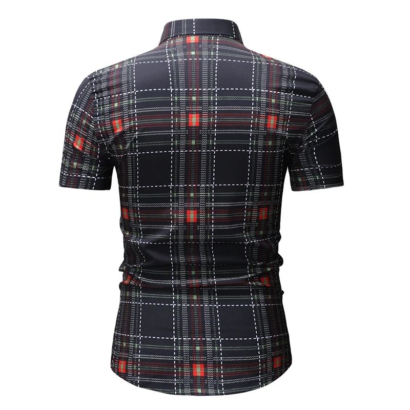 Новая коллекция модных осенних свитеров Для мужчин одежда Slim Fit Для мужчин футболка с коротким рукавом Для мужчин клетчатая хлопковая