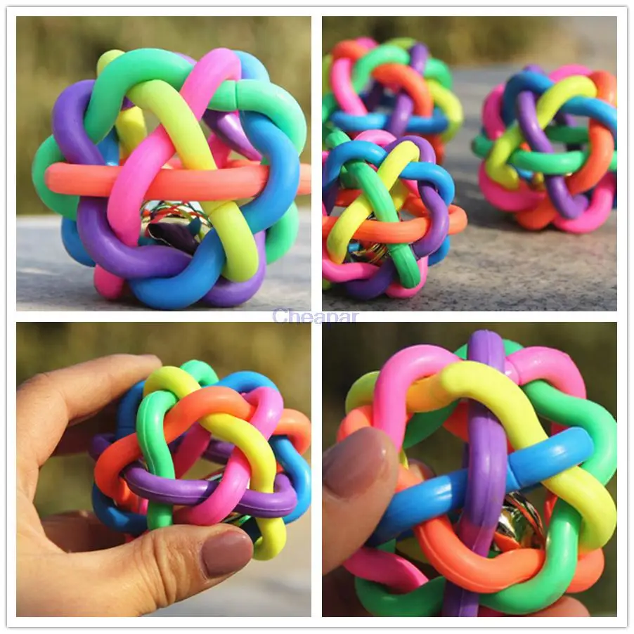 Pet Dog Cat Toy Colorful Rubber Round Ball with Small Bell S Size | Дом и сад