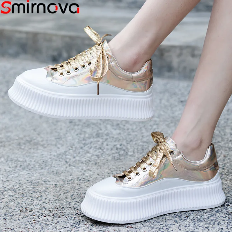 

Smirnova 2019 shoes woman lace up genuine leather shoes flats women casual flat platform shoes female comfortable sneakers women