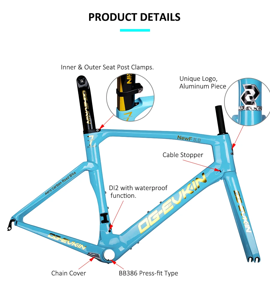 OG-EVKIN CF017 T1000 карбоновая рама для шоссейного велосипеда UD Глянцевая BB386 Di2 и механическая рама карбоновый дорожный велосипед 48 50 52 54 см