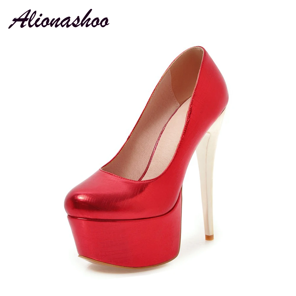 

Alionashoo Plus Size 48 Women Wedding Shoes Pumps 16cm Super High Heel Fashion Sexy Women Pumps Wedding Shoes Lady Spool Heels