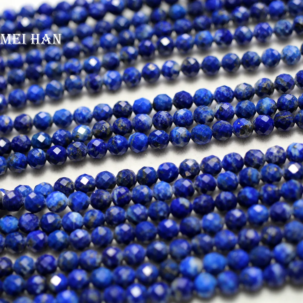 

Meihan Natural lapis lazuli 5mm (2strands/set) faceted round gem beads for jewelry making design fashion stone diy bracelet