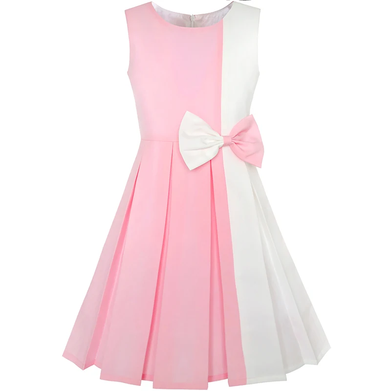 Sunny Fashion Girls Dress School Back School Long Sleeve Bow Tie Dress Size 4-10