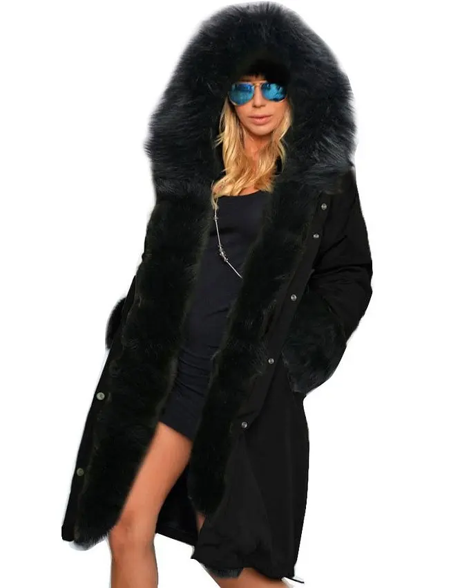 Épais Capuchon khaki Fausse Longs Manteaux Femmes Ayunsue Européenne Fourrure À 2018 Ouatée Femme Amy balck Chaude Vente Grean Outwear Luxueux Veste Parkas Chaud Lx294 wAqfx7Zwg