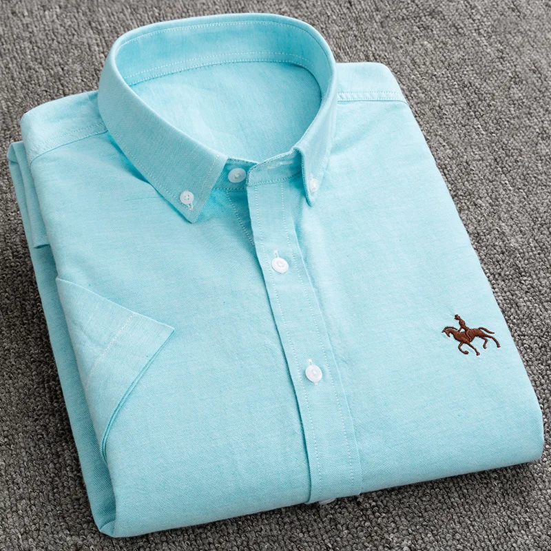 Men Casual Shirt New S to 6xl short sleeve 100% cotton oxford soft comfortable regular fit plus size quality summer business men casual shirts