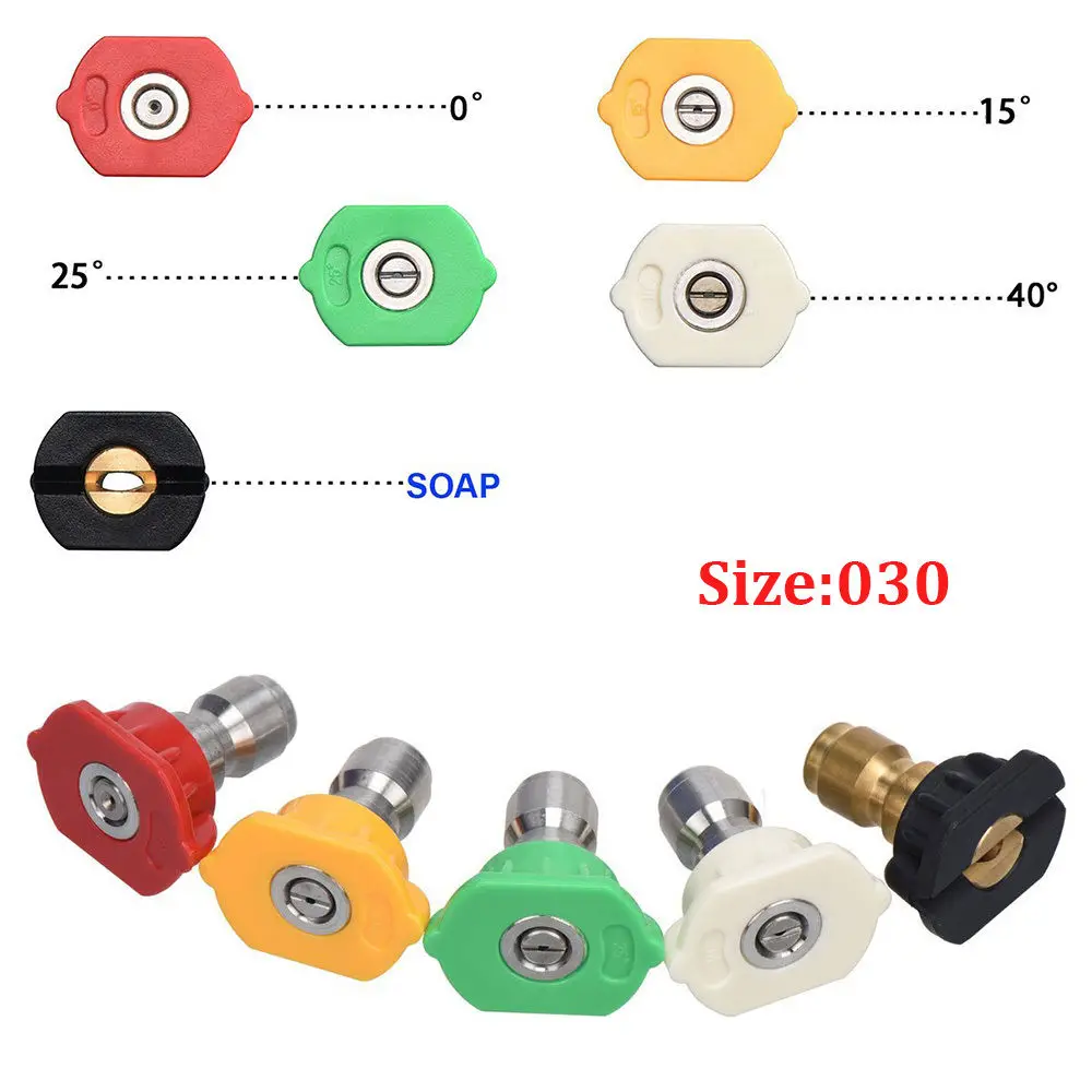 5 упаковок высокого давления шайбы наконечники распылителя Различные градусов 1/" быстрое соединение