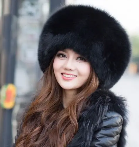 Winter Women hat Real Raccoon Fox Fur 