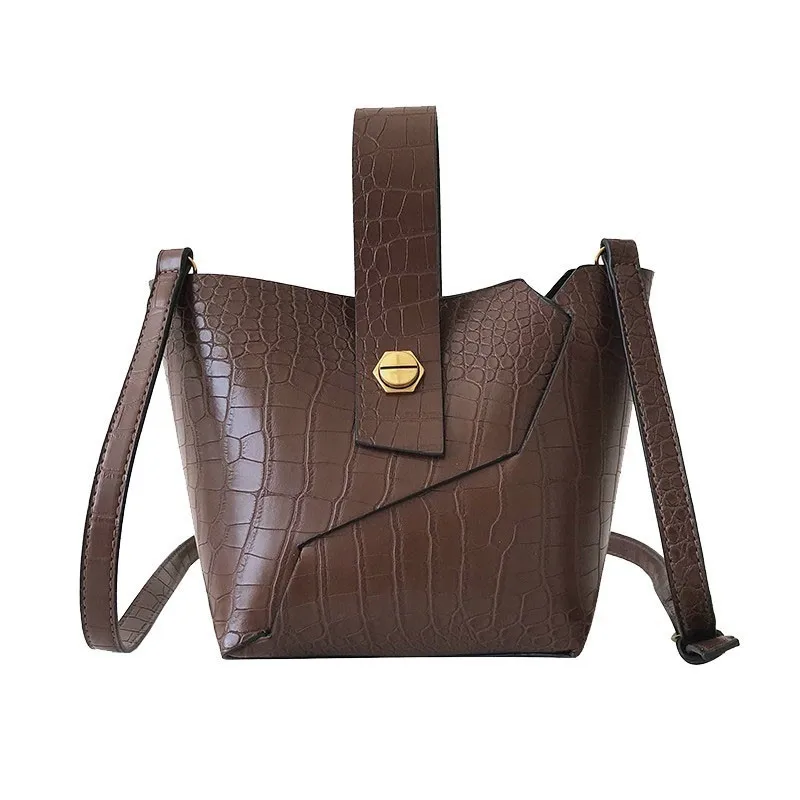 خمر الجلود حقيبة يد فاخرة الإناث حقيبة سلة مصمم حقيبة يد التمساح دلو الكتف رسول Crossbody حقائب للنساء