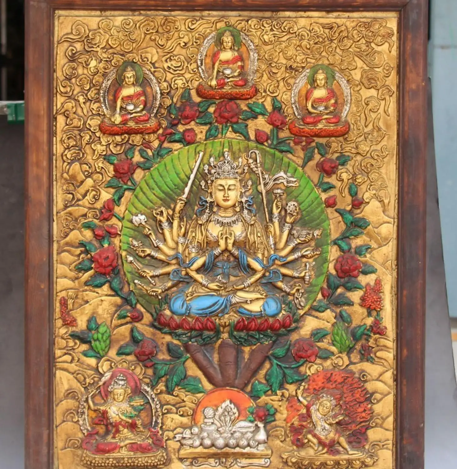 80 см Tiebt картина по дереву Sakyamuni 1000Arms Kwan yin Будда Thangka Thanka росписи|painting wholesale|painting