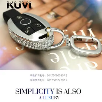 

Diamond+Zinc Alloy+Leather Car Key Bag Case Cover Key Holder For Mercedes Benz W203 W210 W211 W124 W202 W204 AMG Accessories