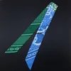 Gradient Cashew Dot Print Women Elegant Skinny Small Bag Twill Silk Scarf Ribbon Head Hair Handle Tie Scarf Multifunction 3