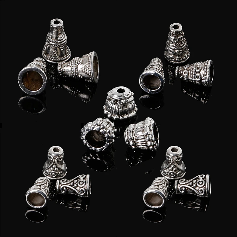 

Assorted Size 100pcs/Lot Antique Silver Plated Flower Metal Loose Spacer Bead Caps For DIY Jewely Findings