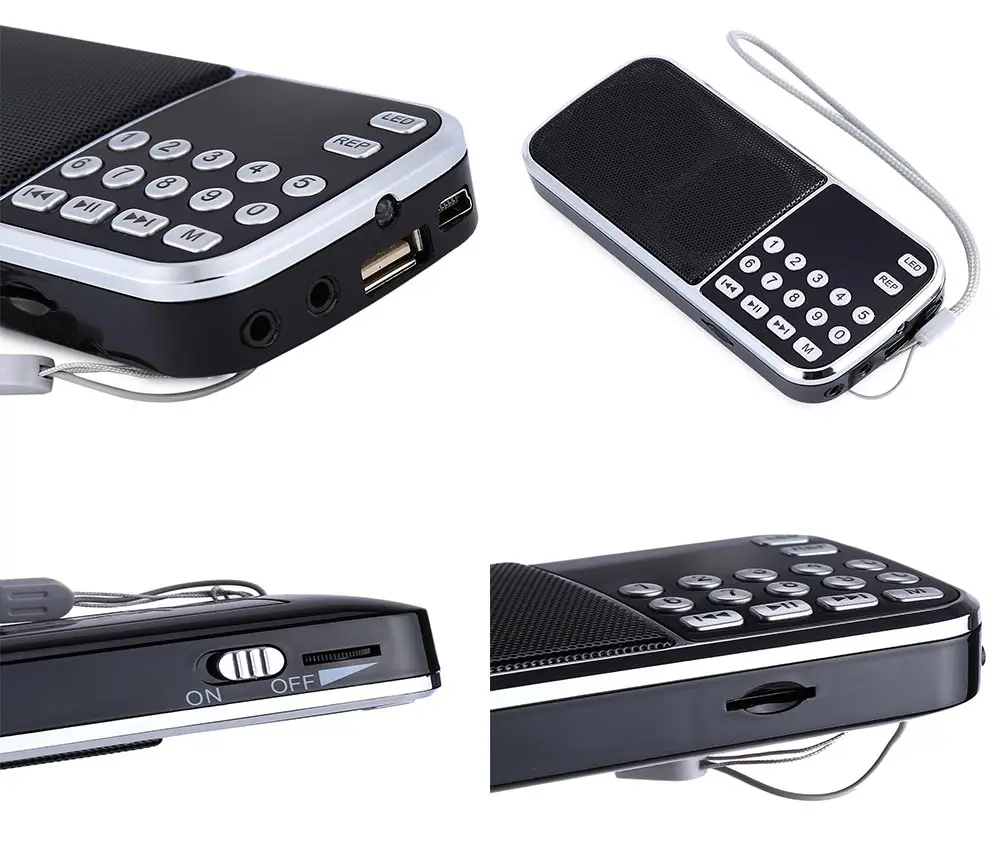 L-088 Портативный FM радио Динамик цифровой стерео мини-музыкальный плеер с карты памяти USB AUX Вход Звук Коробка с фонариком