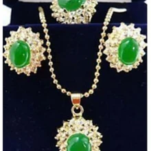 Wholesale_jewelry_wig$ Ювелирные Изделия зеленый Кристалл ожерелье серьги кольца наборы+ Цепь