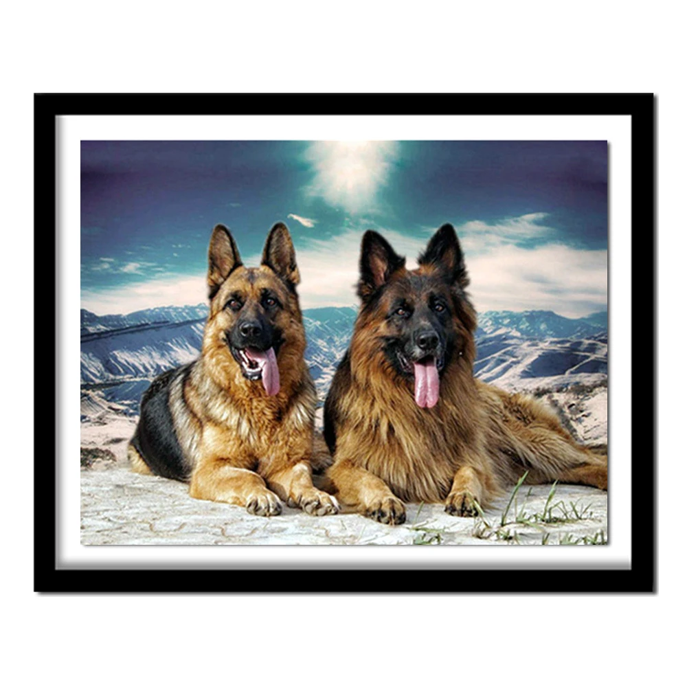 24X34cm 5D DIY Diamond Embroidery German Shepherd Dog Diamond Painting Cross Stitch Wall Stickers Rhinestones Wedding Decoration