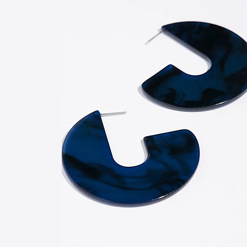

New Round Trendy Brinco Blue Flat Semicircle Hoop Earrings ZA 2018 Resin For Women Boho Elegant Design Leopard Acrylic Jewelry